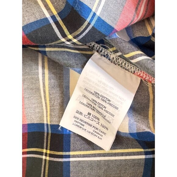 J. Crew Red plaid Bow Tie Shoulder Sleeveless Top Tartan Holiday EUC Sz 4 - Picture 8 of 9